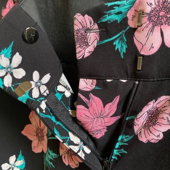 Lane Bryant Womens Floral Wide-Leg Pants Size 14 Black Pink Green Polyester Span - Picture 4 of 6